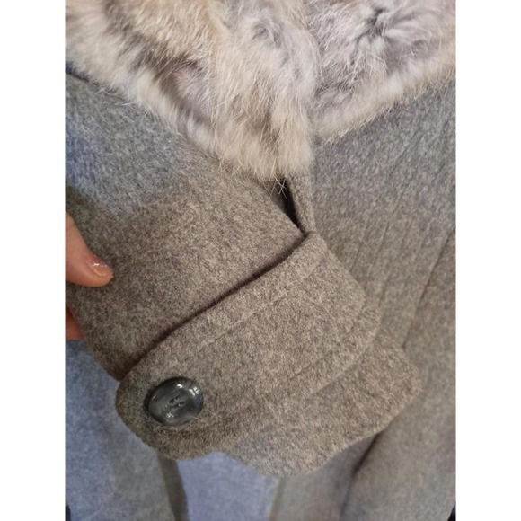 Prime Source Long Double Breasted Wool Coat with Faux‎ Fur Collar - Picture 3 of 9